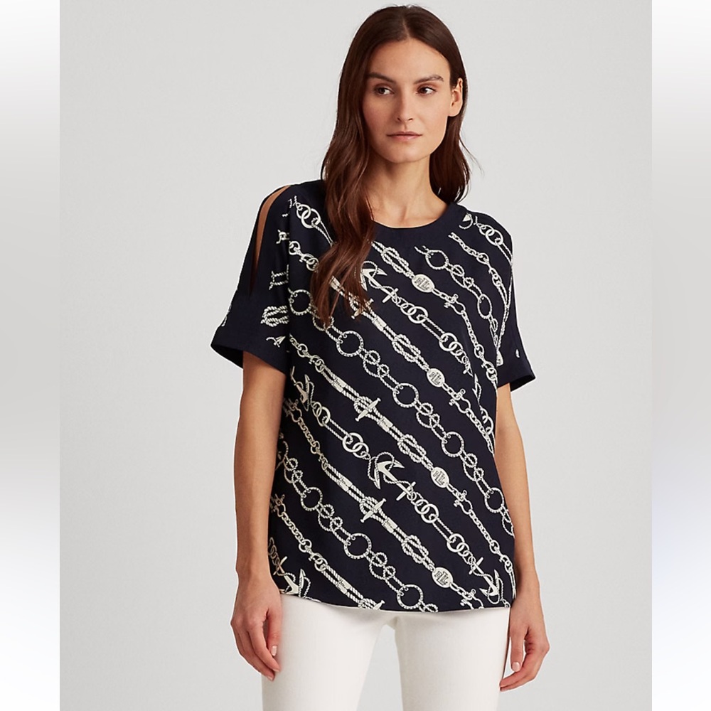 Ralph Lauren Anchor-Print Crepe Top